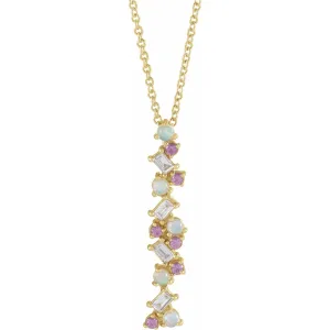 Maia Ethiopian Opals, Pink Sapphires and Diamond Bar Pendant