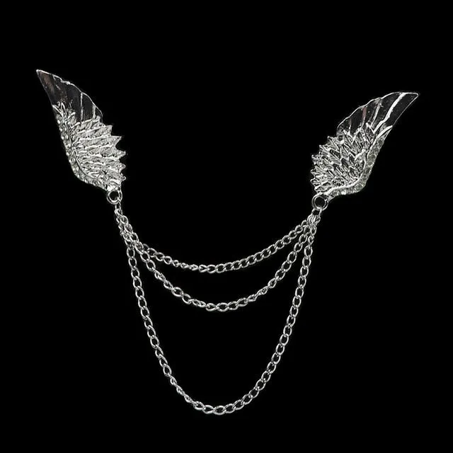Man Suit Shirt Collar Tassel Chain Lapel Pin Brooch Dragon Badge Retro Pins Wedding Dress Party Dance Neckware Accessories