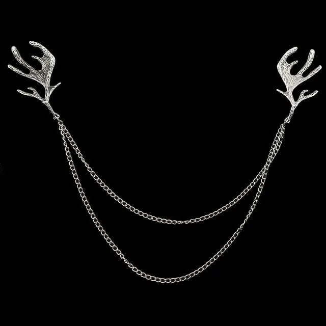 Man Suit Shirt Collar Tassel Chain Lapel Pin Brooch Dragon Badge Retro Pins Wedding Dress Party Dance Neckware Accessories