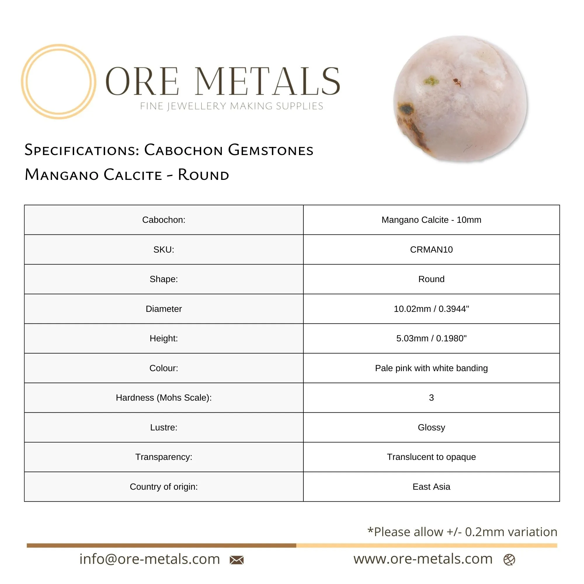 Mangano Calcite - Round Cabochon