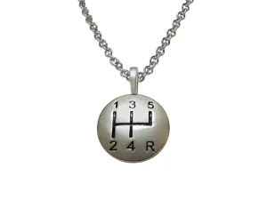 Matte Gear Shift Pendant Necklace
