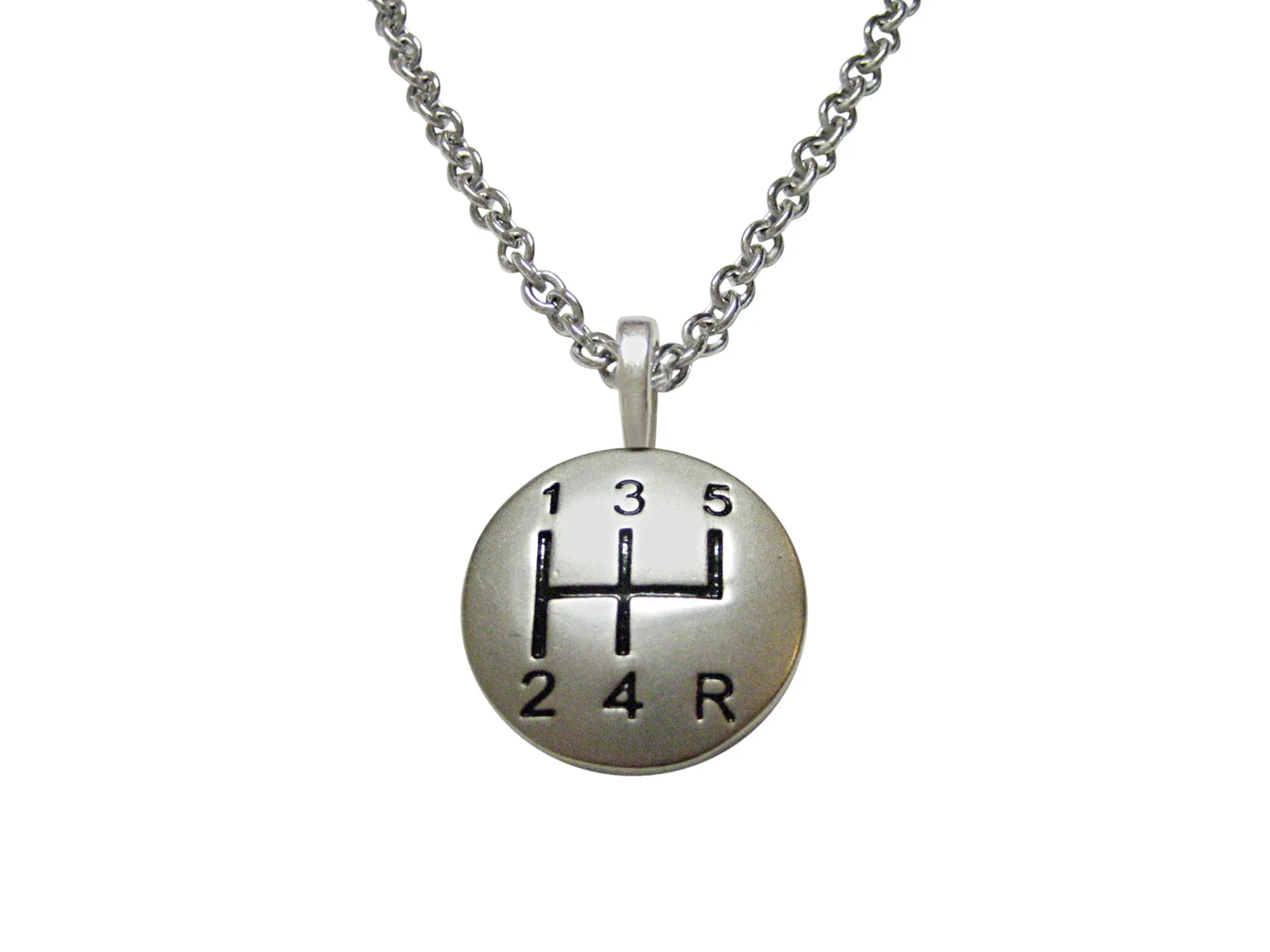 Matte Gear Shift Pendant Necklace
