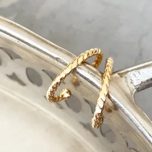 Medium Yellow Gold Rope Hoops