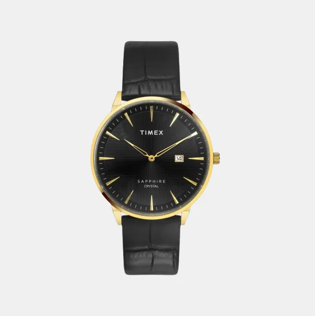 Men Black Analog Leather Watch TWEG21901