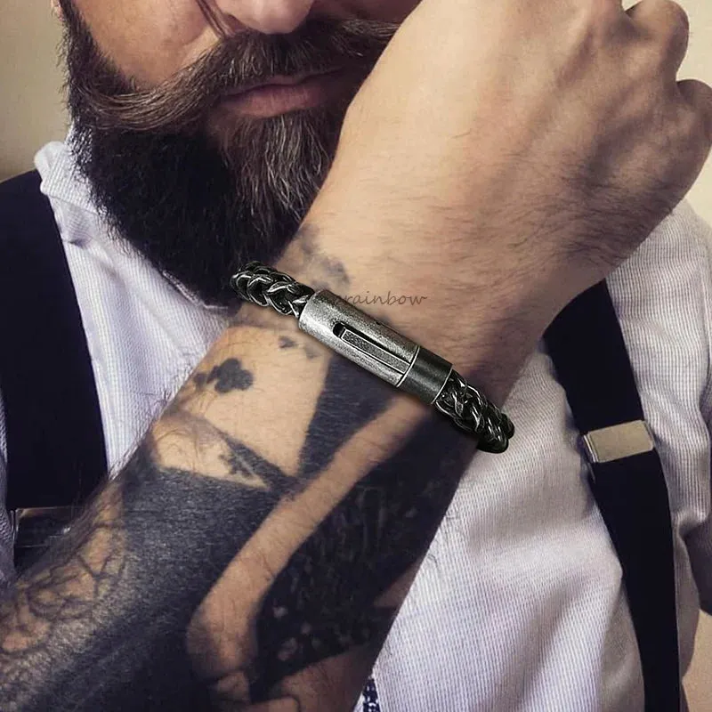 Men's Antique Silver Color  Franco Chain Bracelet