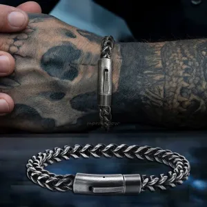 Men's Antique Silver Color  Franco Chain Bracelet