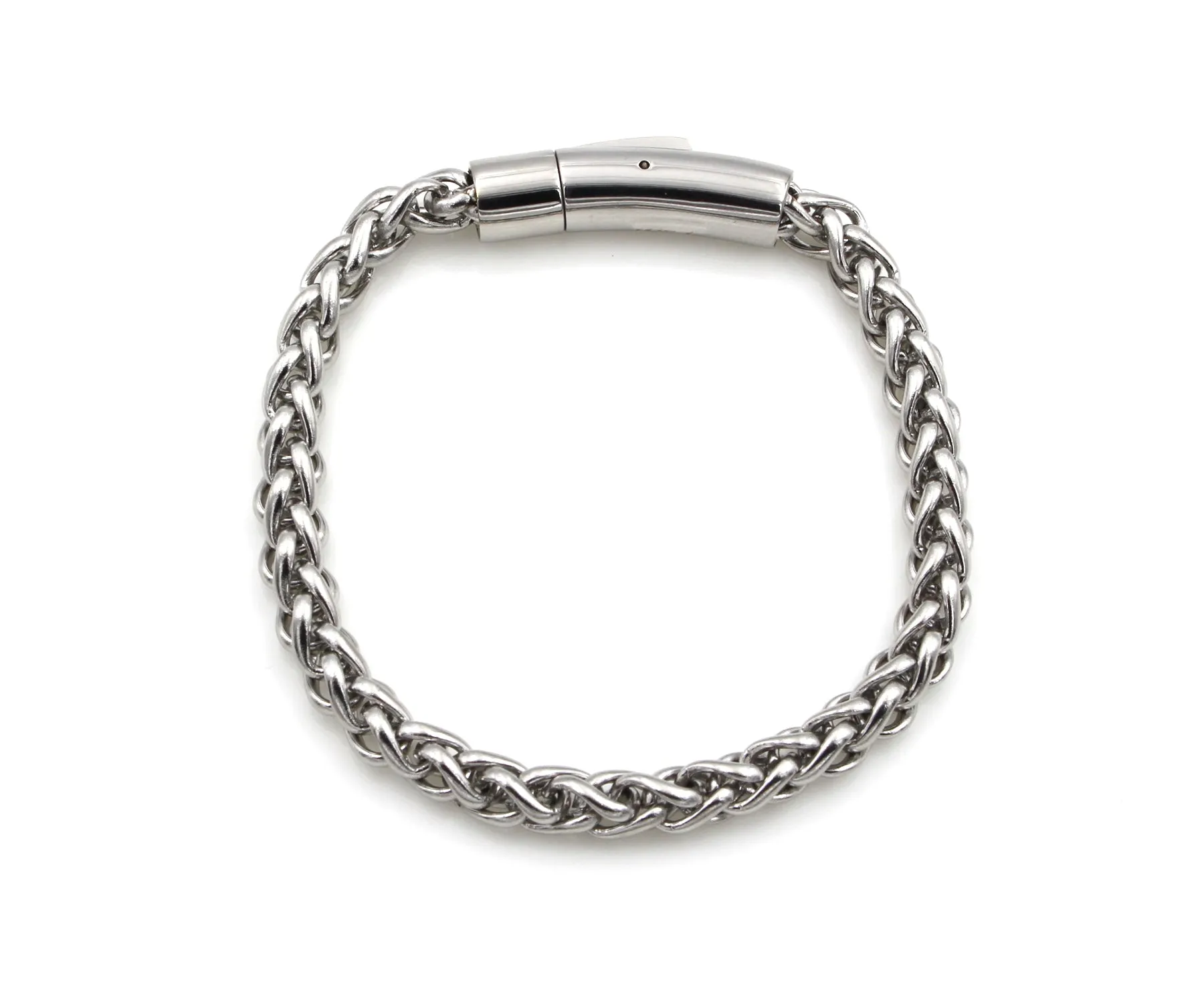 Mens Stainless Steel Weave Link Bracelet