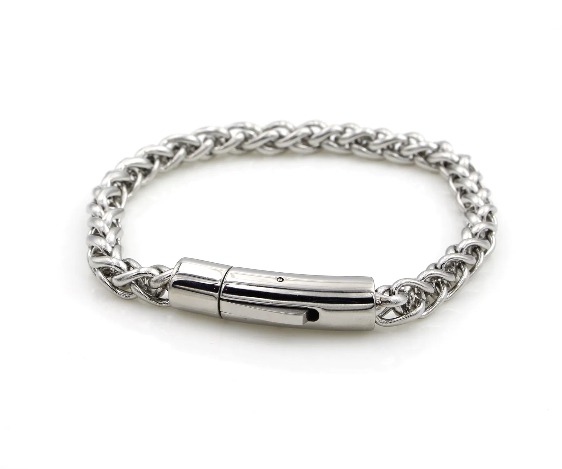 Mens Stainless Steel Weave Link Bracelet