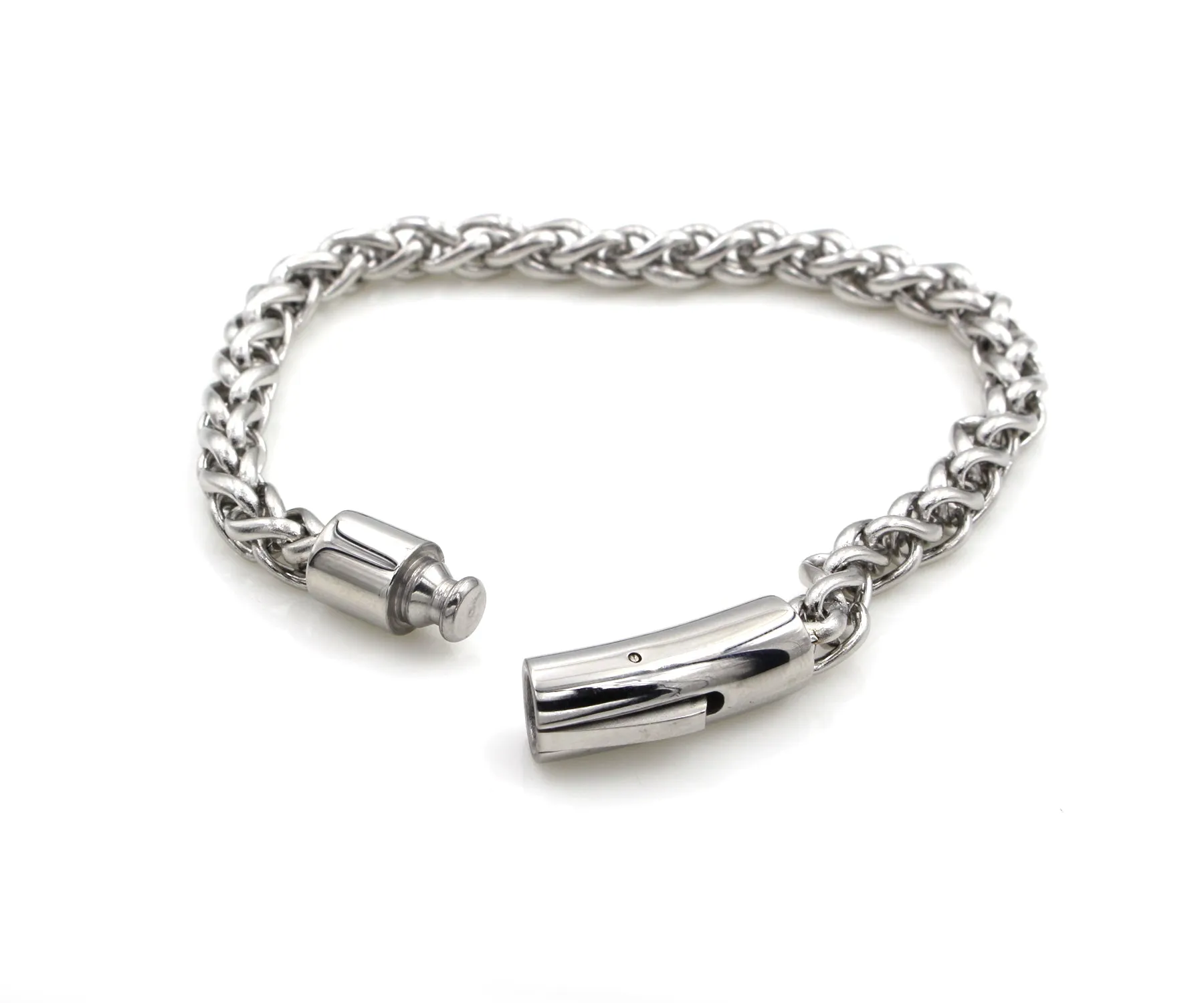 Mens Stainless Steel Weave Link Bracelet