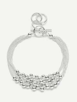Metal Beaded Design Layered Chain Bracelet