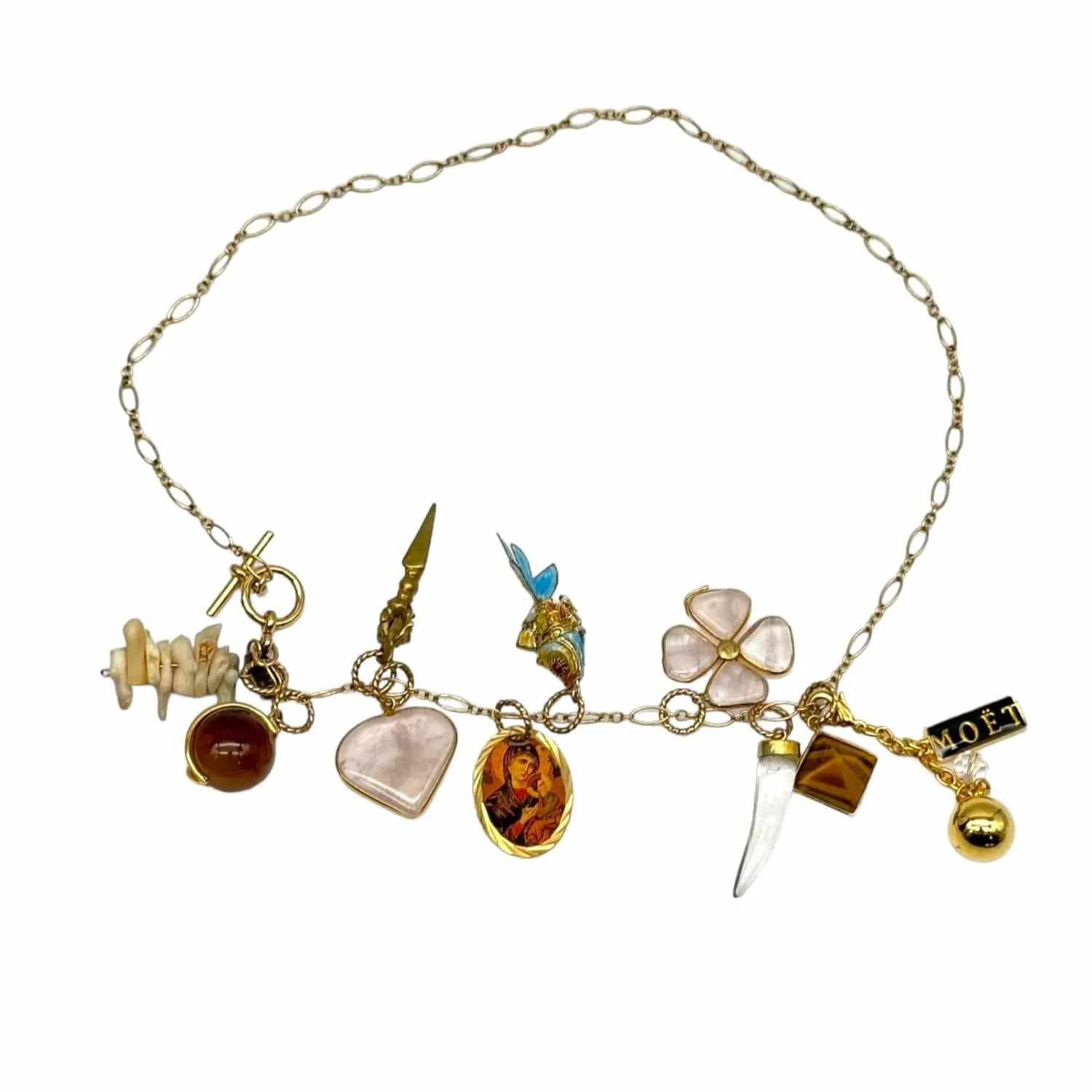 MIMA Gold Necklace with Multiple Charms