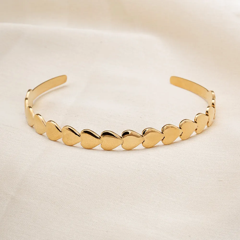 Minimalist Heart Bangle Bracelet