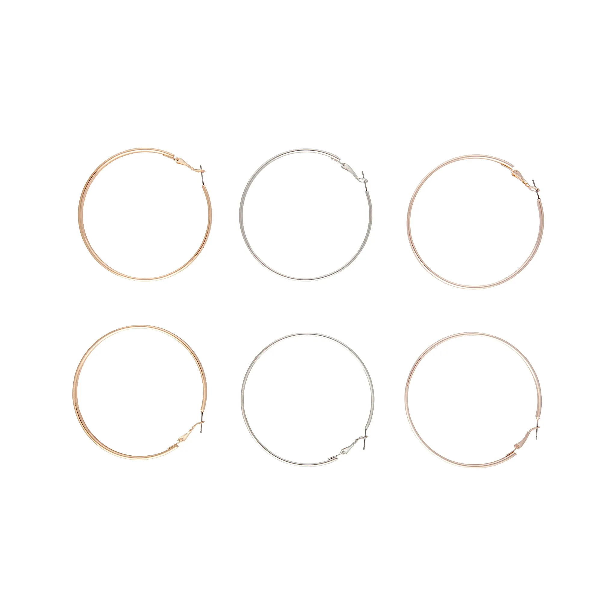 Mixed Metal Shiny Large Hoop Earring Pack
