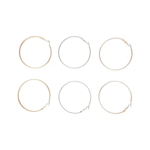 Mixed Metal Shiny Large Hoop Earring Pack