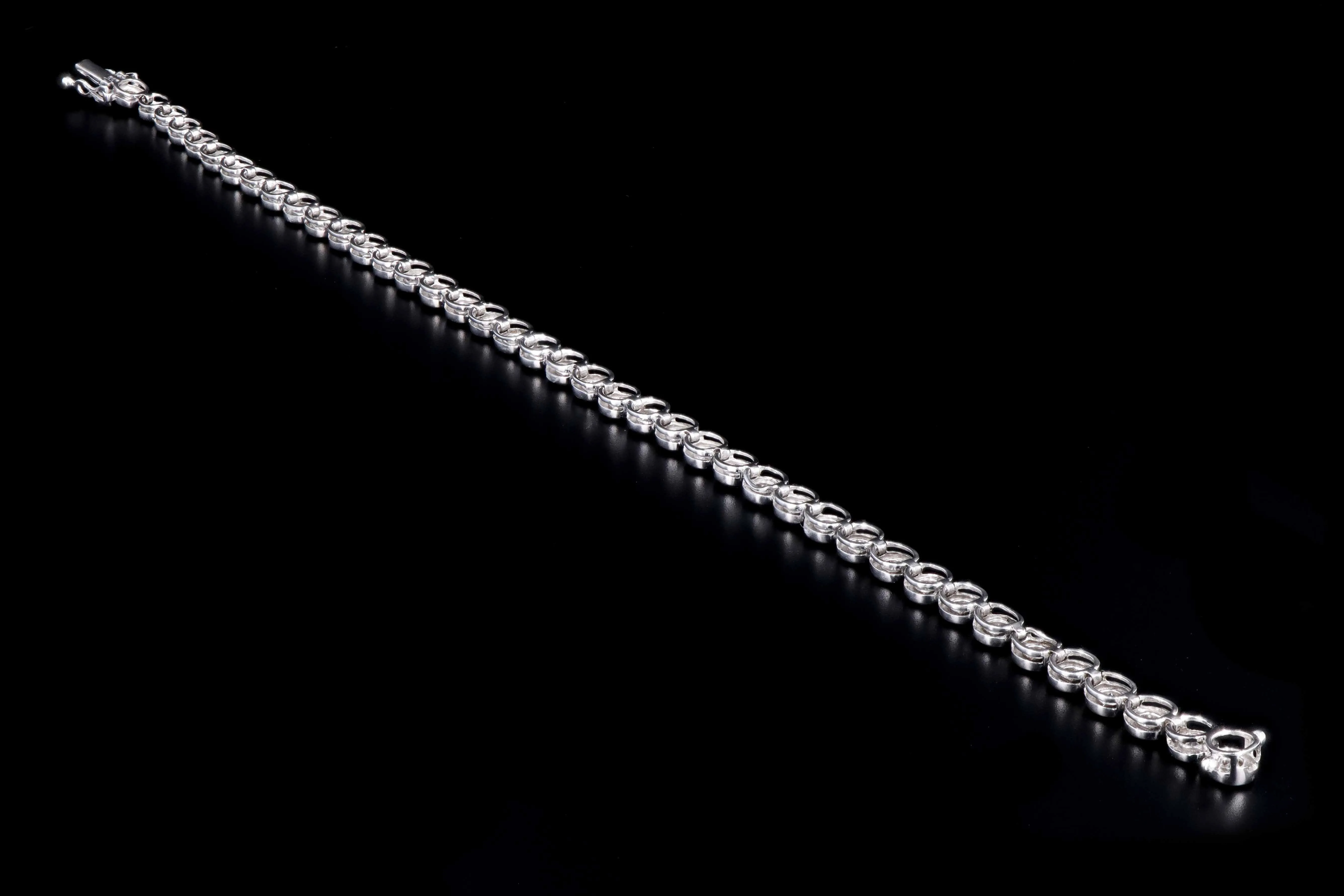 Modern 14K White Gold 3 Carat Round Brilliant Cut Diamond Bezel Tennis Bracelet