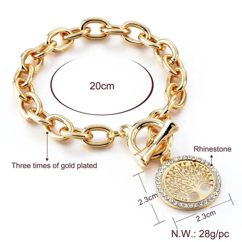 Modern New Fashion Elegant Chain Medalon Bracelet Amazing Luxury Classic Bracelet Women's Gold Bracelets Vintage Tree Of Life