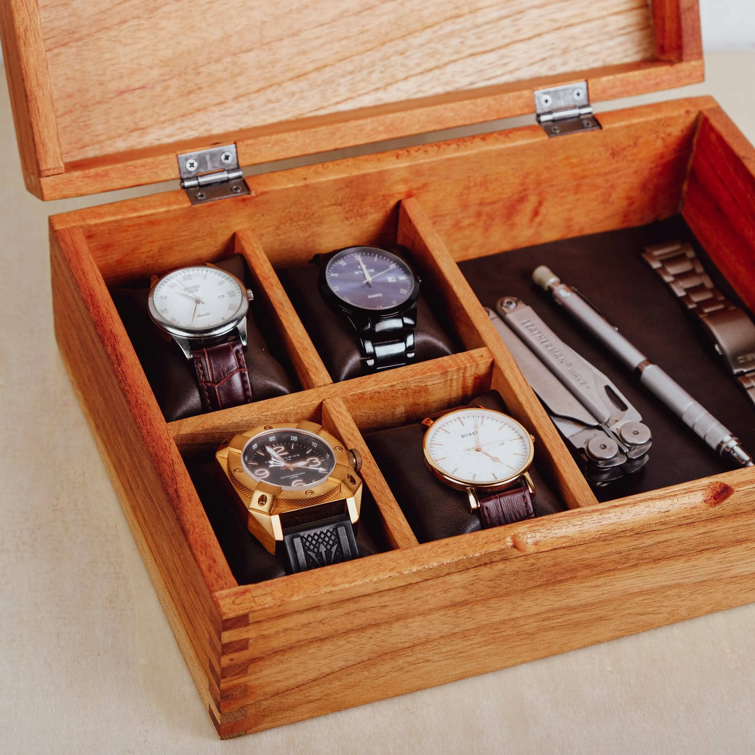 Modern Watch Box Organizer - Solid Cedar Wood