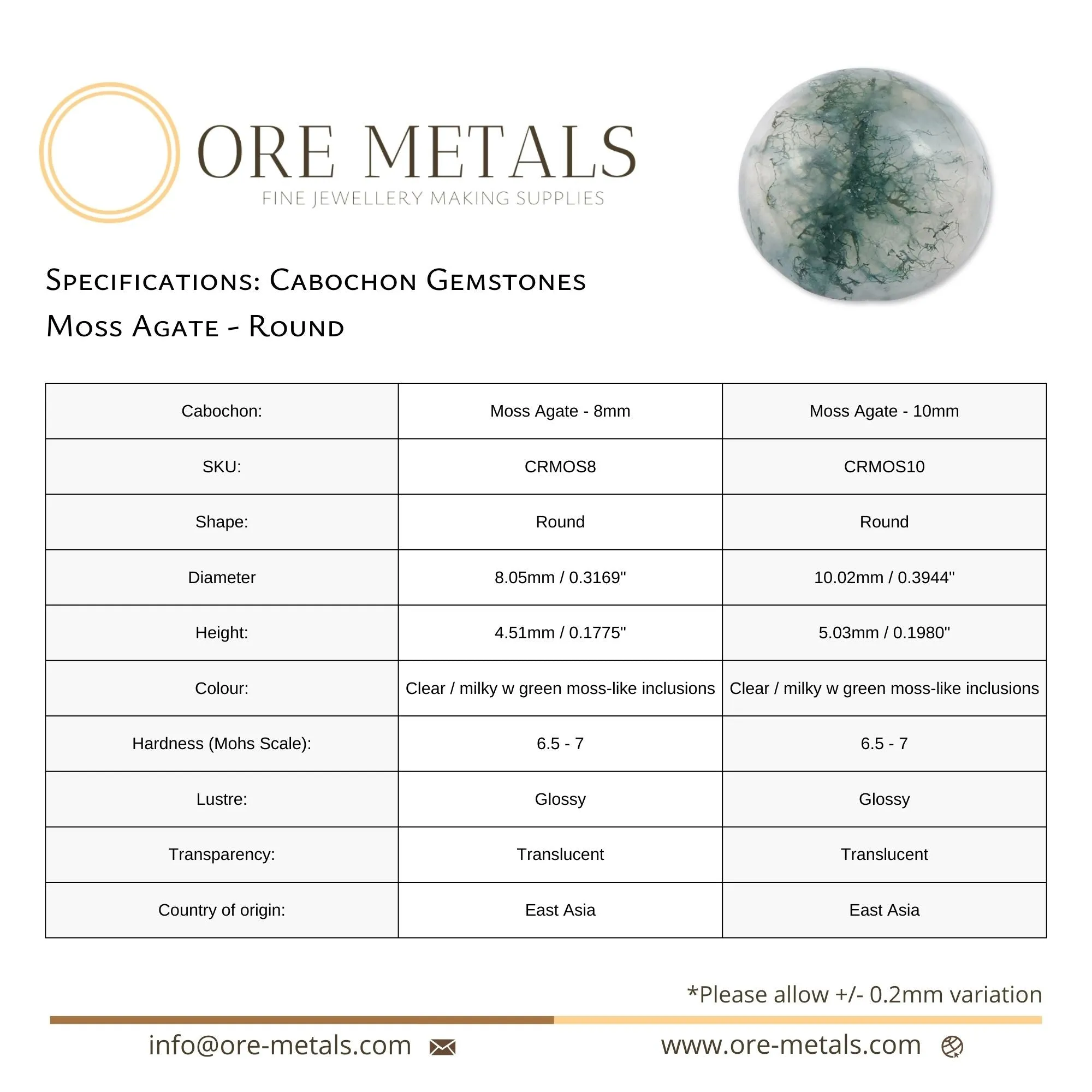 Moss Agate - Round Cabochon