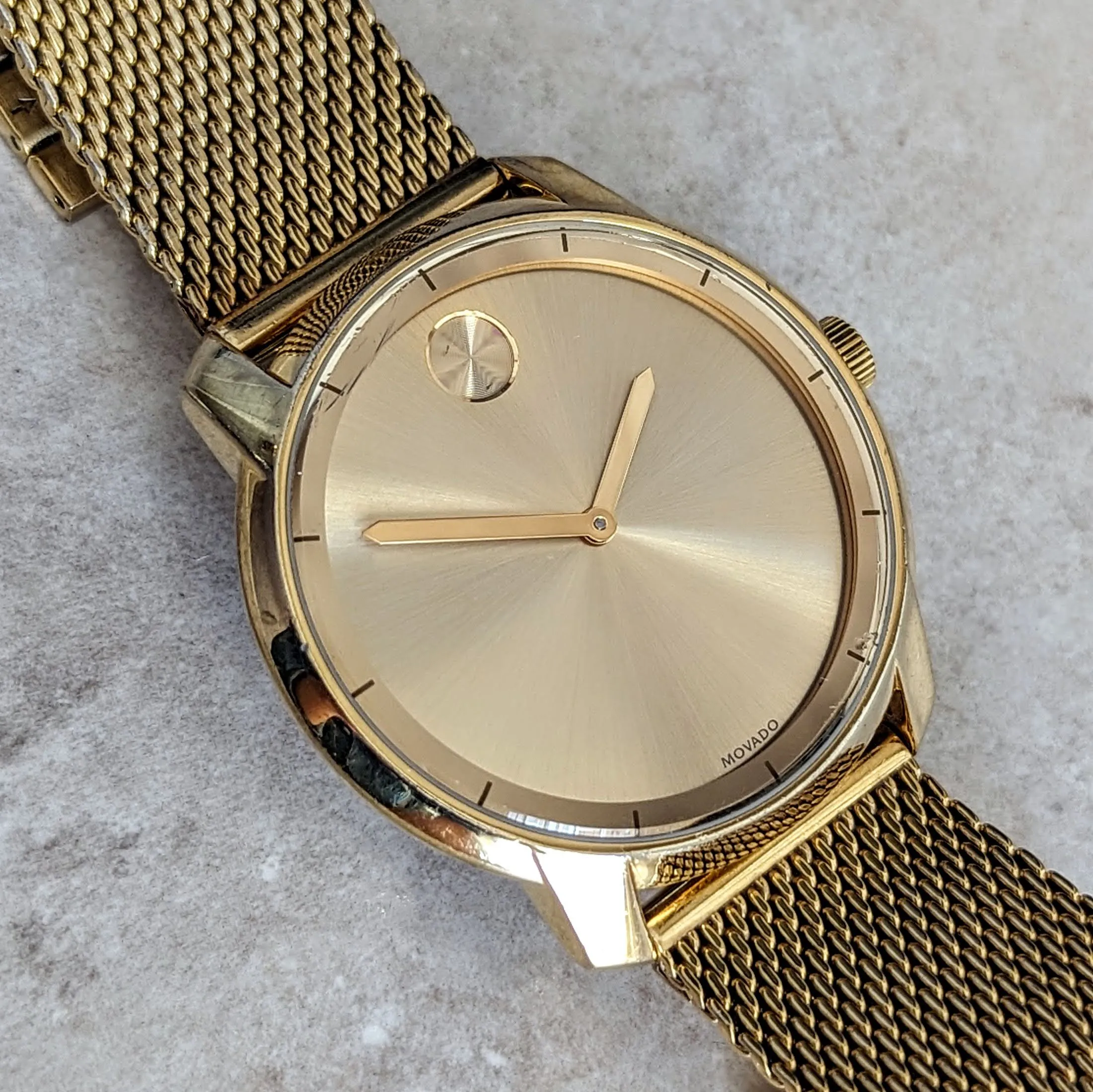 MOVADO BOLD Watch Gold Tone Case 44mm Wristwatch Ref. MB.01.1.34.6202