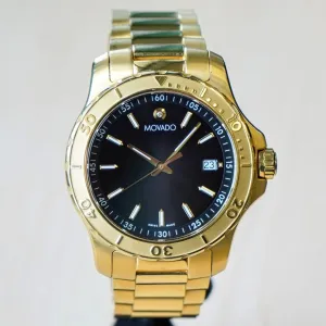 MOVADO Series 800 Active Sport Diver Watch 14.1.36.1549 ALL Gold-Tone S.S.