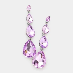 Multi Size Violet Teardrop Dangle Pageant Earrings | 590428