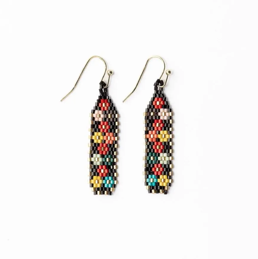 Nadia Floral Design Petite Luxe Earring, Black | Ink   Alloy