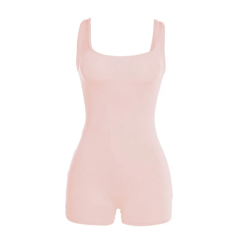 New Cross-border Women's Fashion One-shoulder Open-back Slim-fitting Hip-wrapping Casual Pants Jumpsuit Fitness Clothing C-240710-1