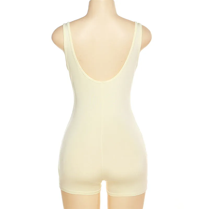 New Cross-border Women's Fashion One-shoulder Open-back Slim-fitting Hip-wrapping Casual Pants Jumpsuit Fitness Clothing C-240710-1