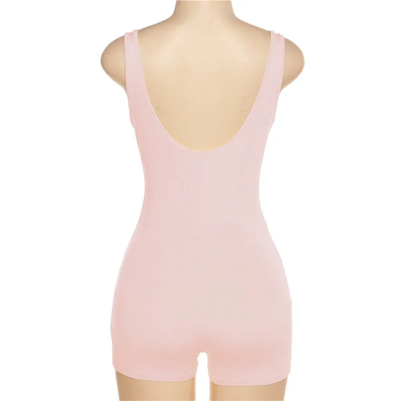 New Cross-border Women's Fashion One-shoulder Open-back Slim-fitting Hip-wrapping Casual Pants Jumpsuit Fitness Clothing C-240710-1