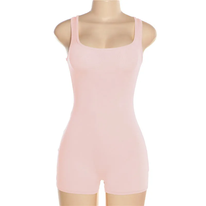 New Cross-border Women's Fashion One-shoulder Open-back Slim-fitting Hip-wrapping Casual Pants Jumpsuit Fitness Clothing C-240710-1