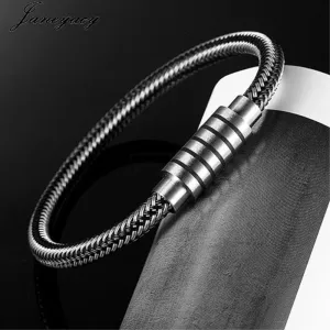 NEW Punk Black and white Braided Steel wire Bracelet Magnetic Buckle Simple Style Fashion Wristband Men Stainless steel bracelet