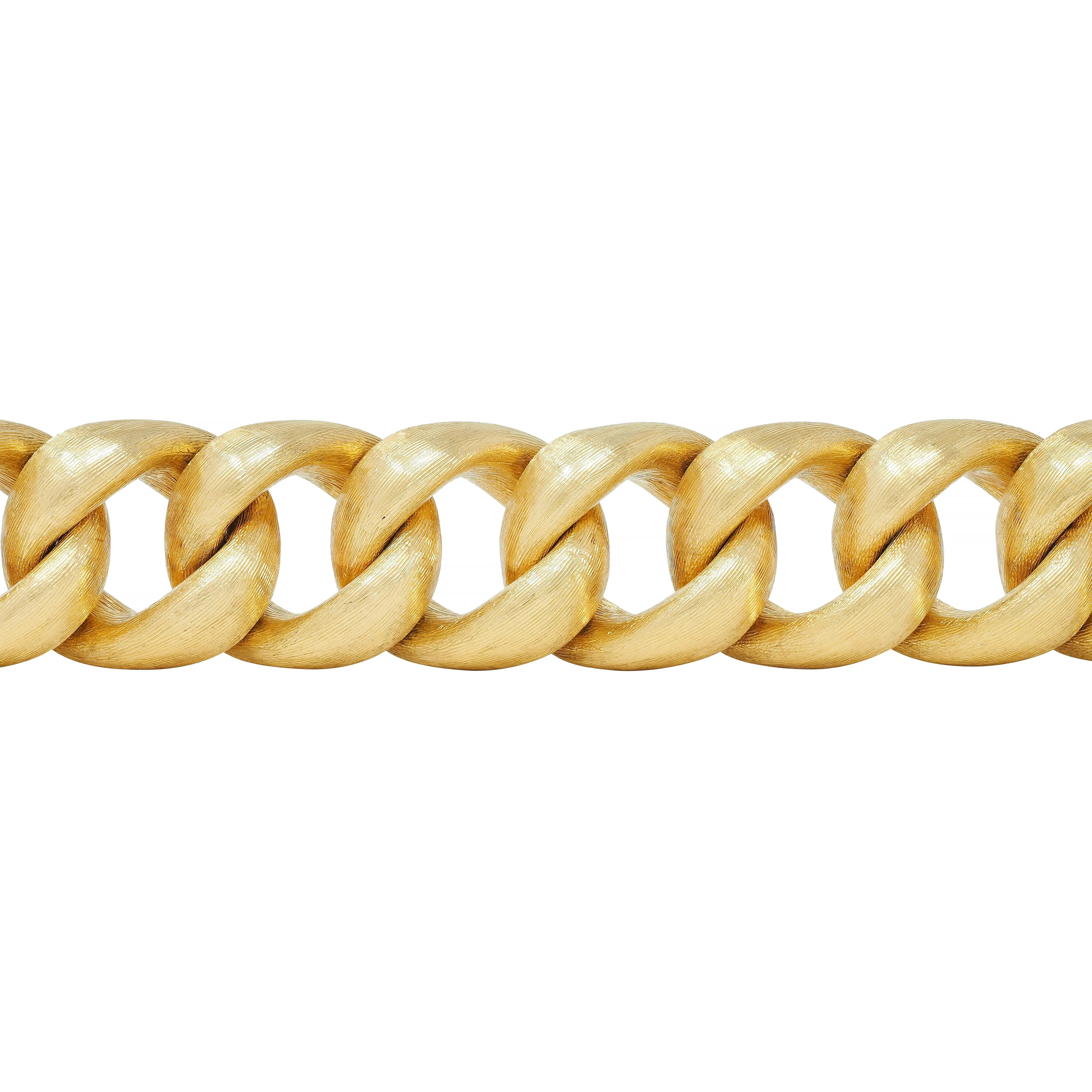 Nicolis Cola 1970 18 Karat Yellow Gold Vintage Brushed Curb Link Bracelet