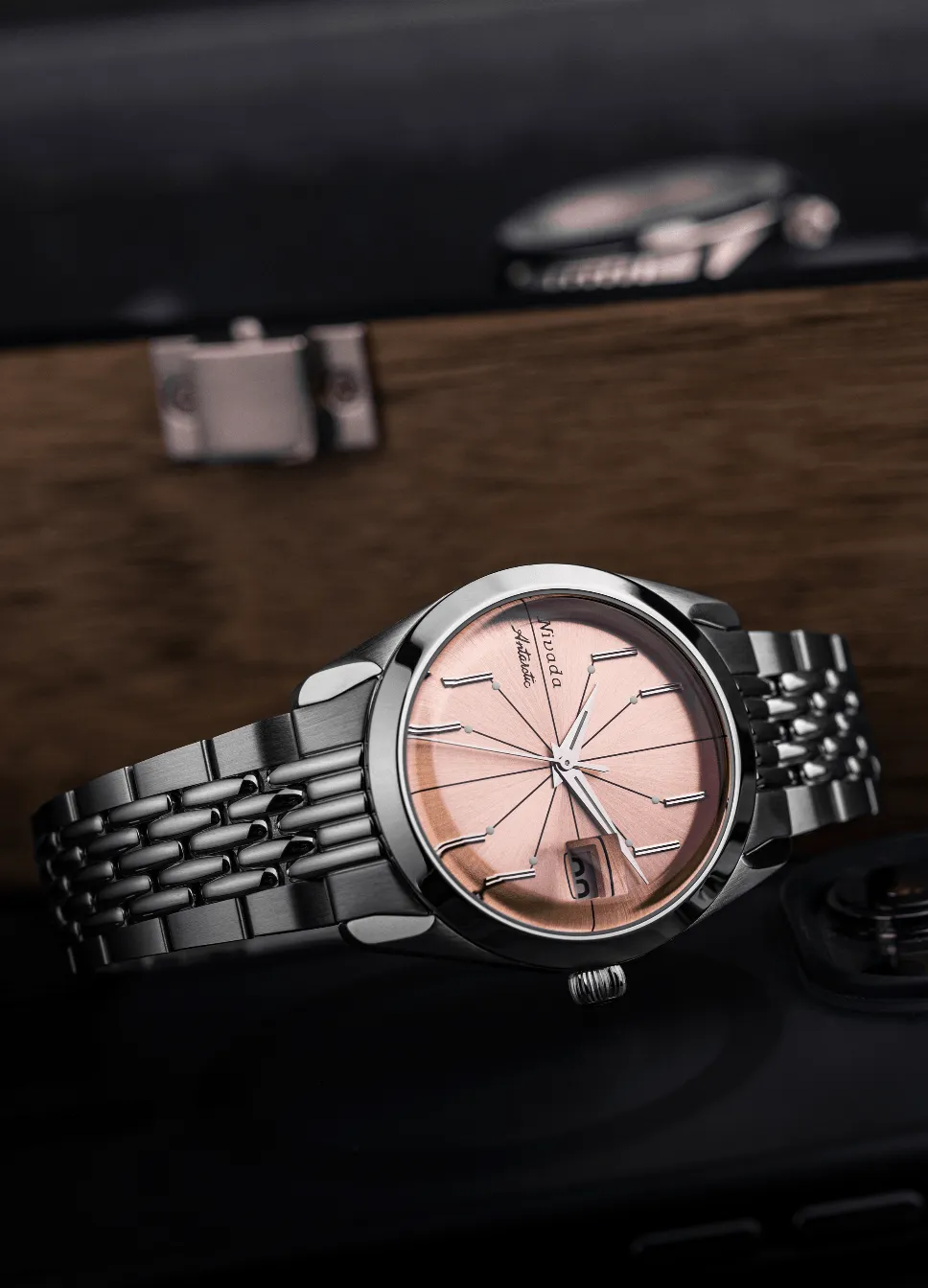 Nivada Grenchen Antarctic Spider Salmon Men's Automatic Watch