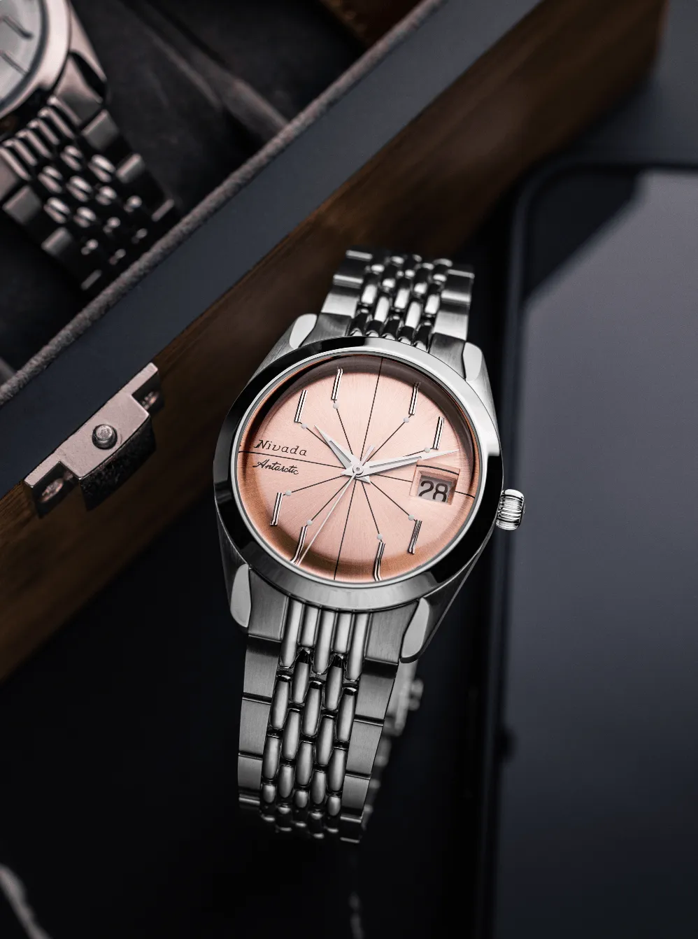 Nivada Grenchen Antarctic Spider Salmon Men's Automatic Watch