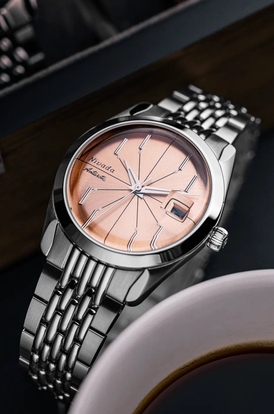 Nivada Grenchen Antarctic Spider Salmon Men's Automatic Watch