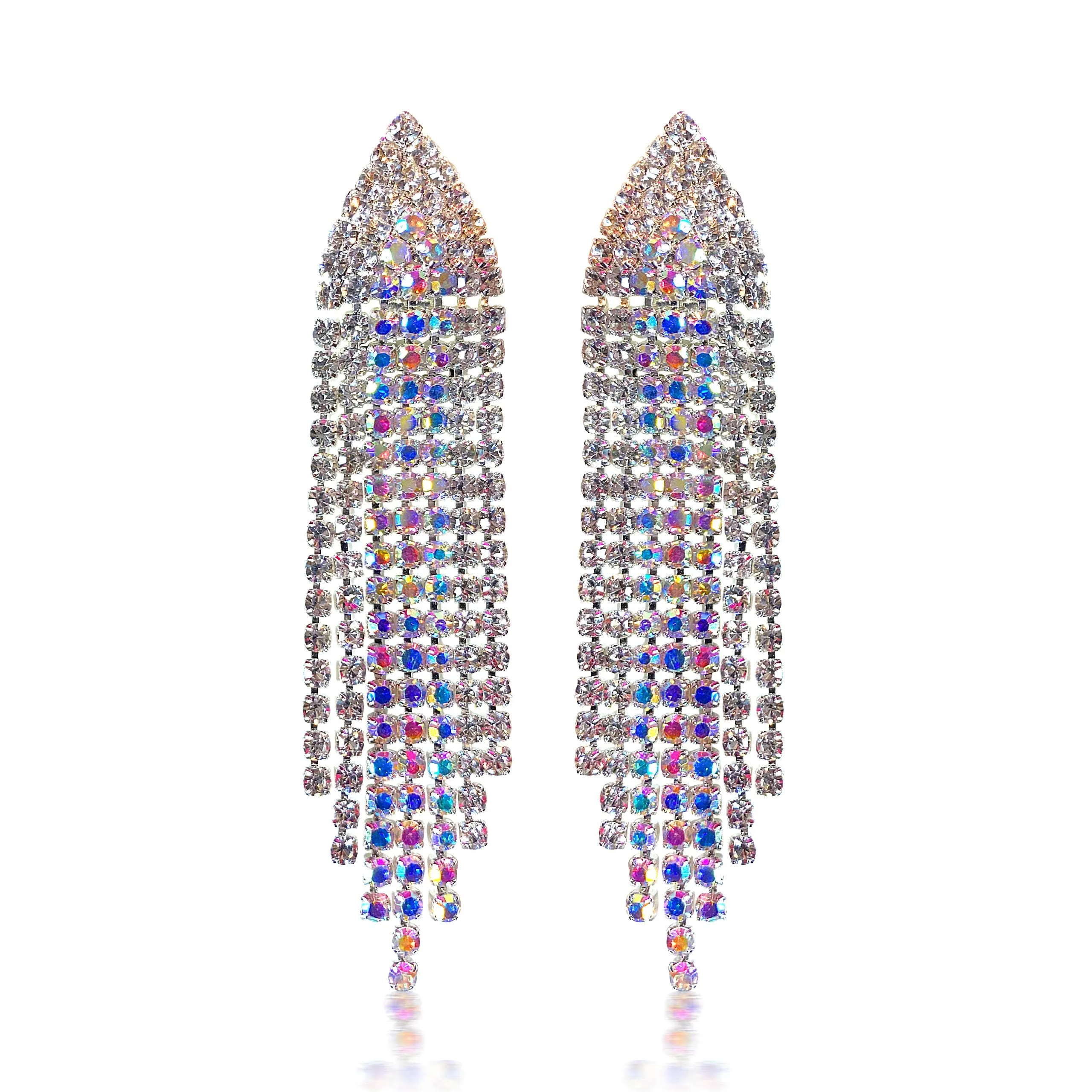 NIVEA - AB Clear rhinestone clip on dangle earrings