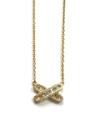 Noreen Criss Cross CZ Baguette Bar Necklace