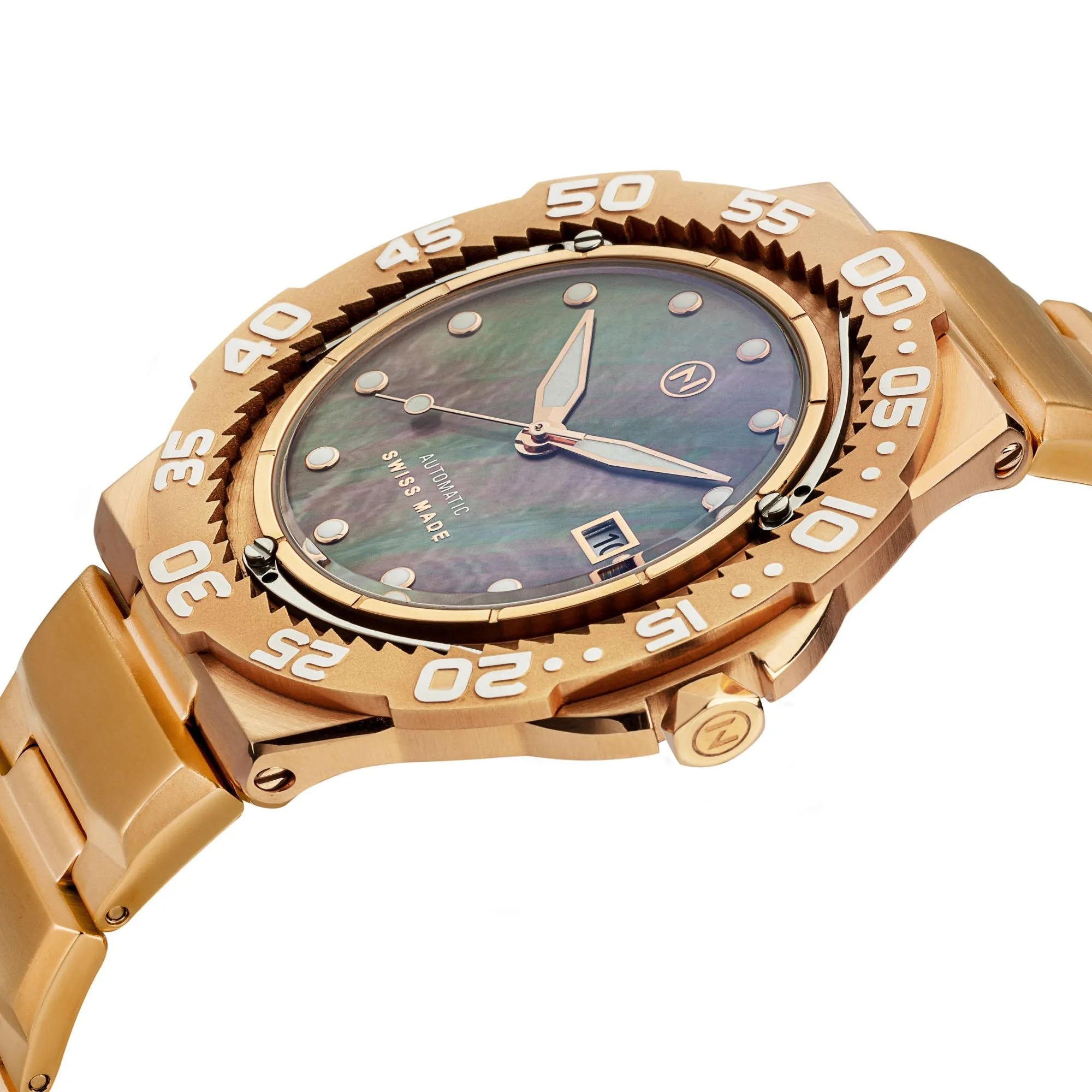 Nove Trident Automatic Ultra Slim Diver Mother Of Pearl Rose Gold