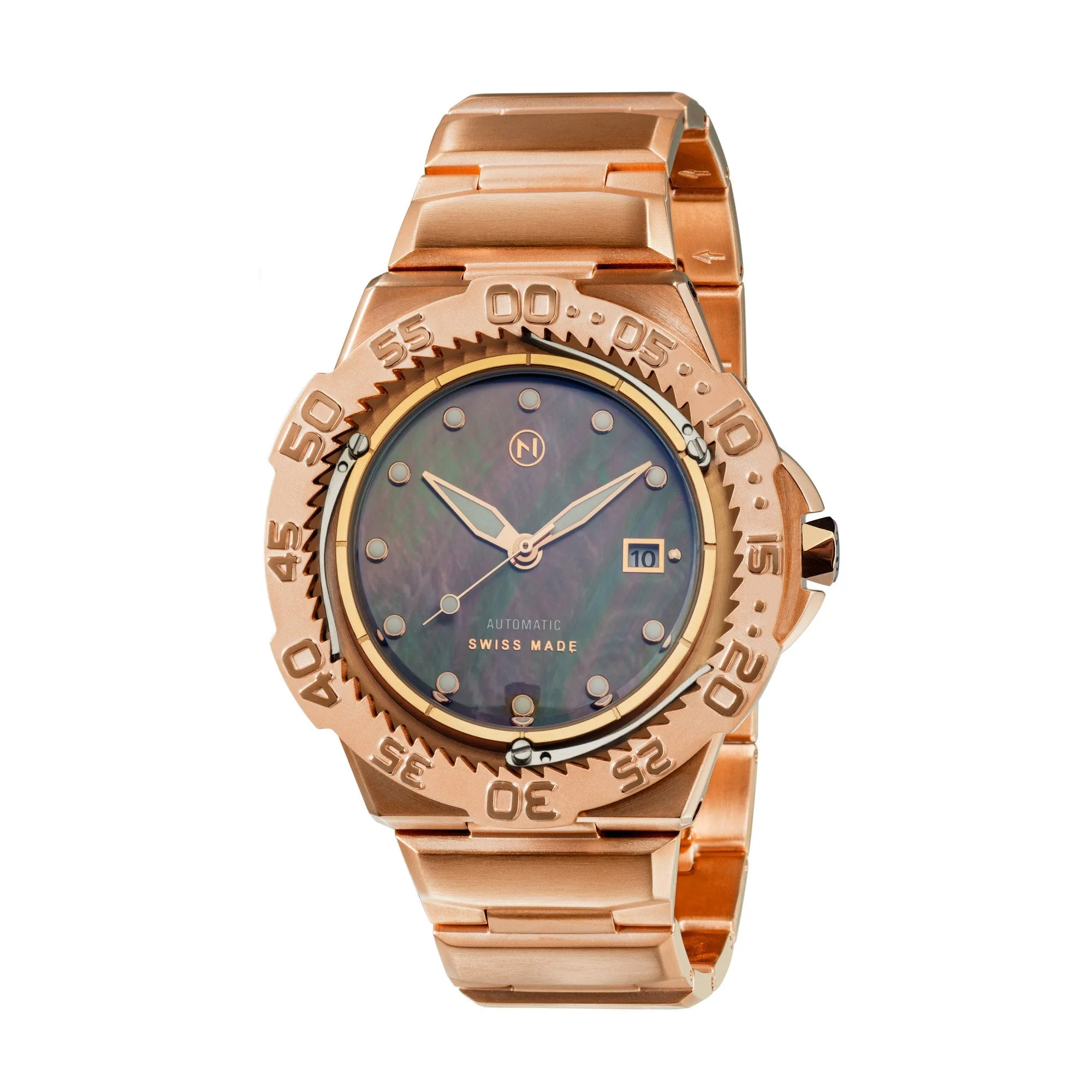 Nove Trident Automatic Ultra Slim Diver Mother Of Pearl Rose Gold