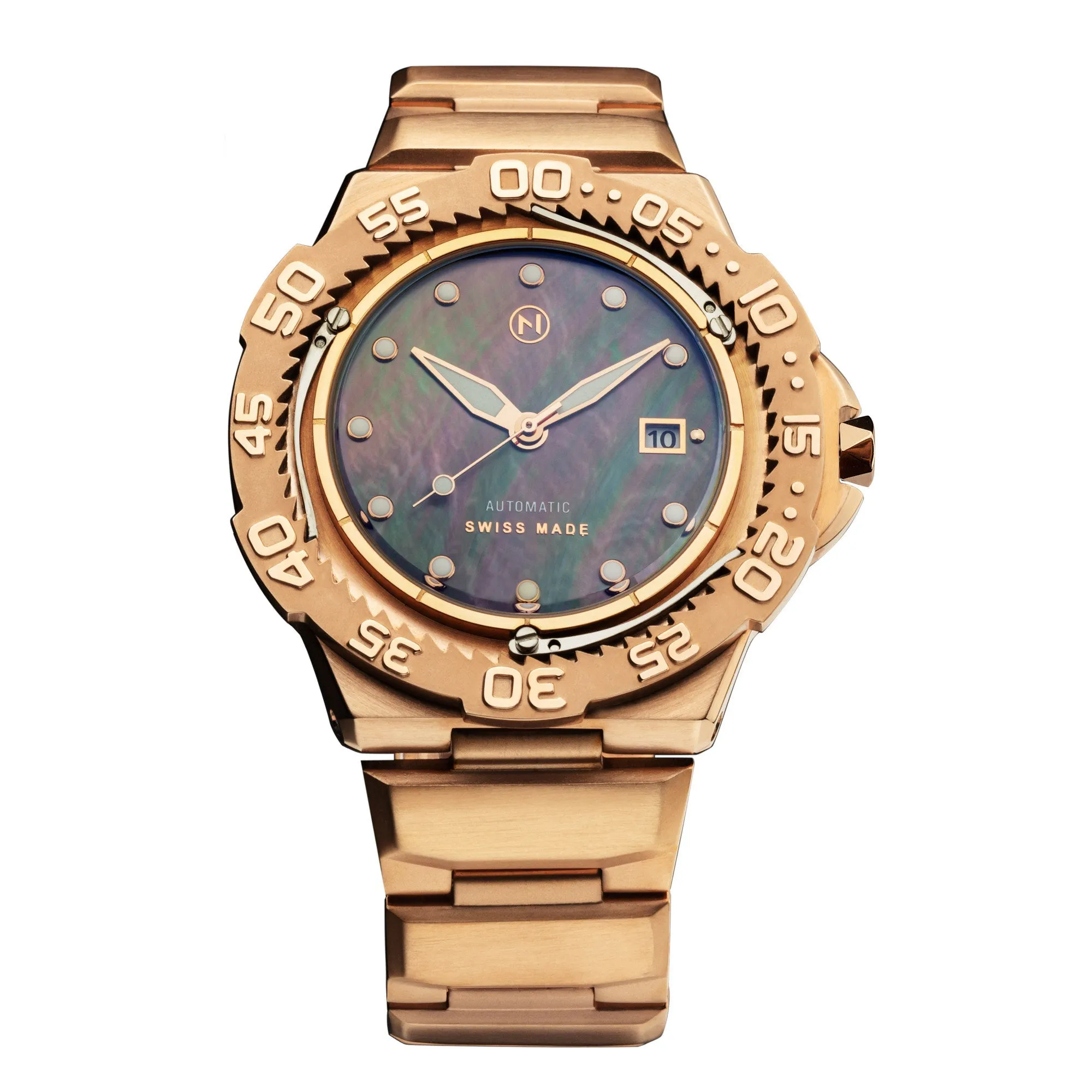 Nove Trident Automatic Ultra Slim Diver Mother Of Pearl Rose Gold
