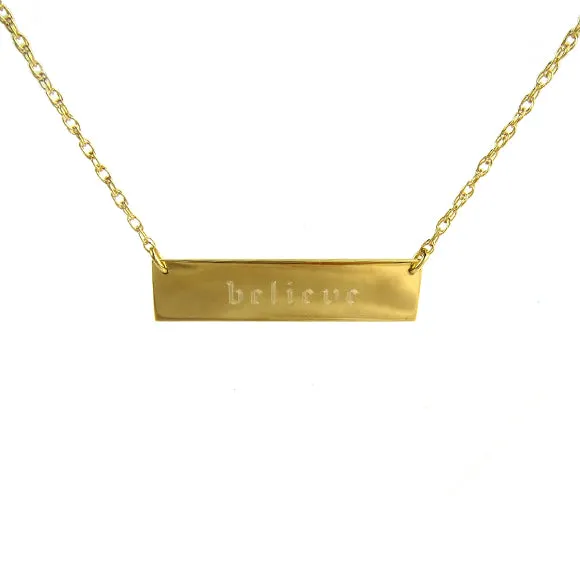 Old English Metal Engraved Bar Necklace