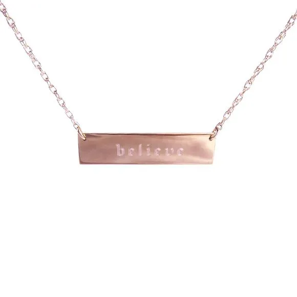 Old English Metal Engraved Bar Necklace