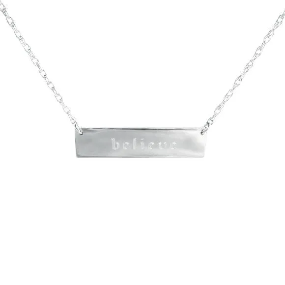 Old English Metal Engraved Bar Necklace