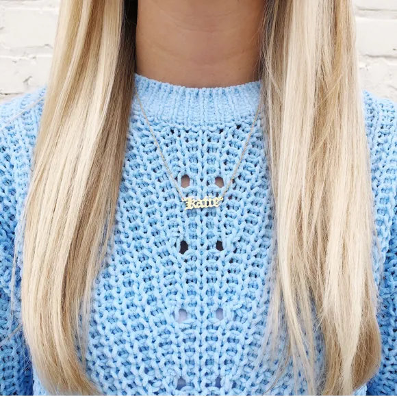Old English Metal Nameplate Necklace