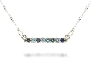 Ombre Blue Topaz and Sapphire Bar Necklace