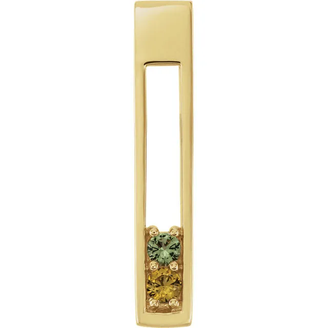 Open Vertical Bar Mother's Family Birthstone Pendant or Necklace