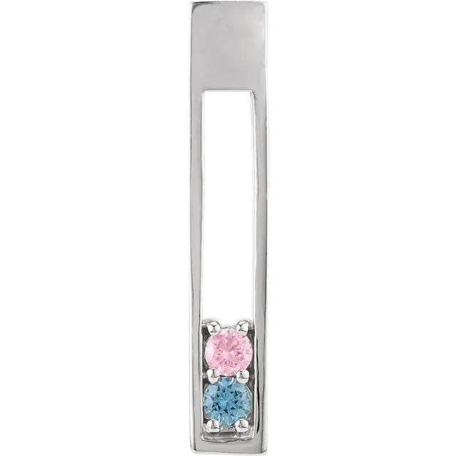 Open Vertical Bar Mother's Family Birthstone Pendant or Necklace