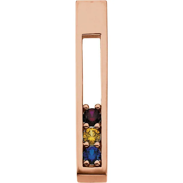 Open Vertical Bar Mother's Family Birthstone Pendant or Necklace