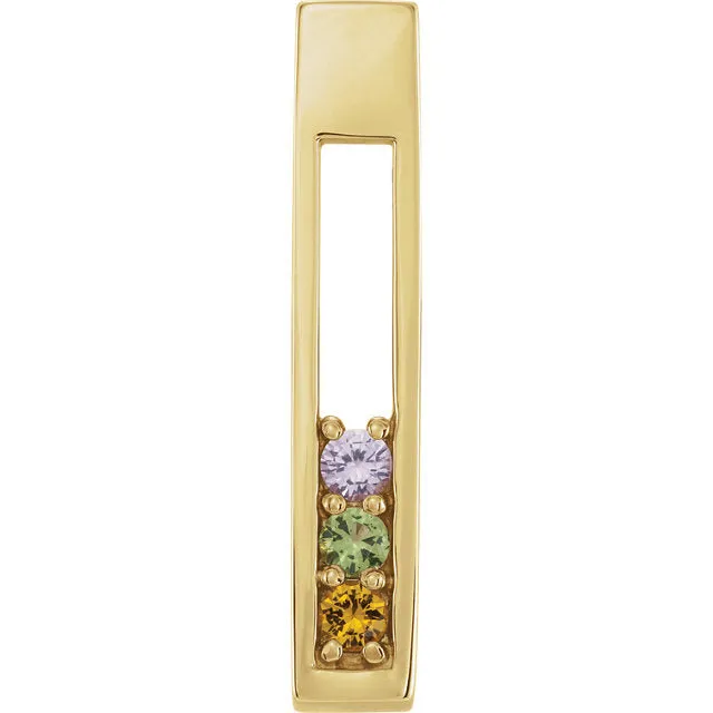 Open Vertical Bar Mother's Family Birthstone Pendant or Necklace