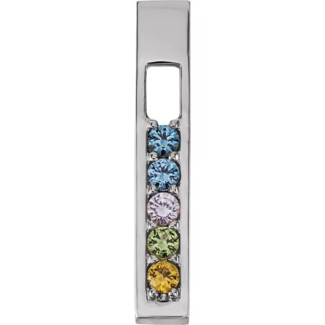 Open Vertical Bar Mother's Family Birthstone Pendant or Necklace
